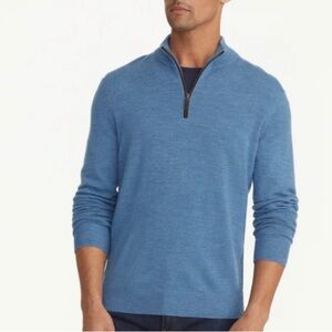 UNTUCKit Blue Merino Wool Quarter Zip Sweater